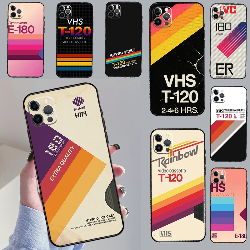 Retro VHS Tape Case For iPhone 16 13 11 12 14 15 Pro Max mini XR X XS MAX Plus Cover Cases