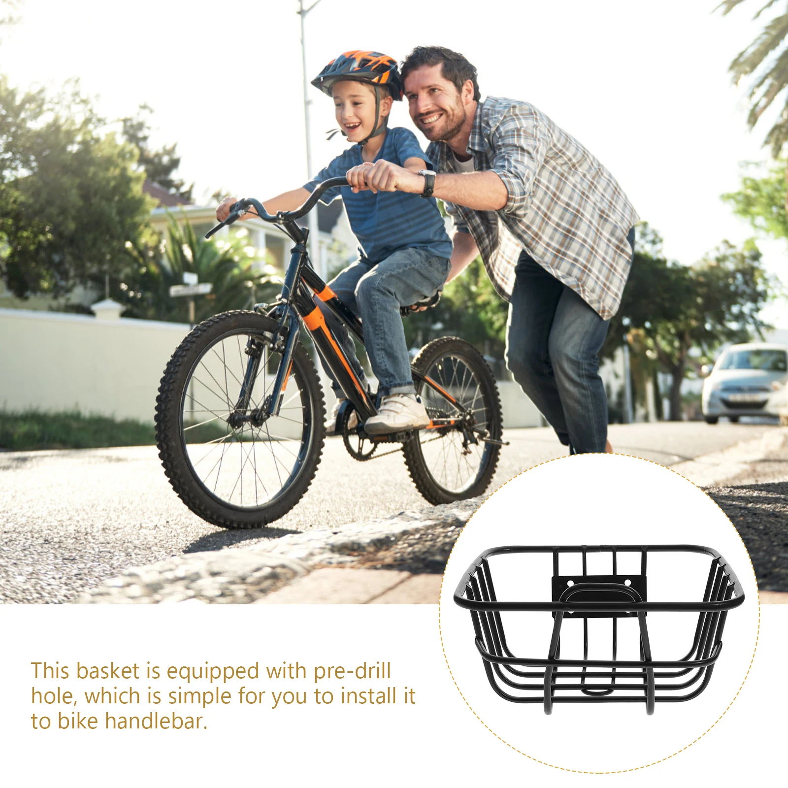 

Iron Basket Sturdy Durable Large Capacity Easy Clean Universal Fit Kids Bike Front Container Mountain Bike Storage Wire Metal