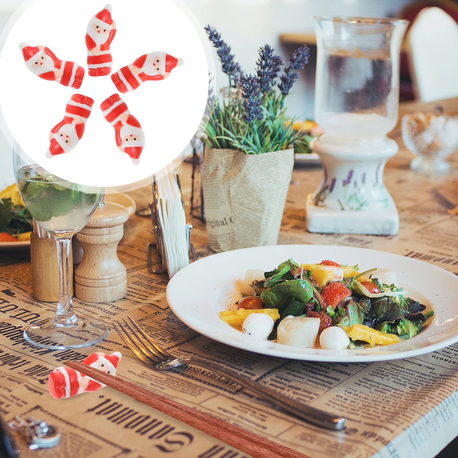 

5Pcs Santa Claus Chopstick Holders Ceramic Stands for Christmas Table Decoration Spoon Rest Rack Dinner Party Supplies