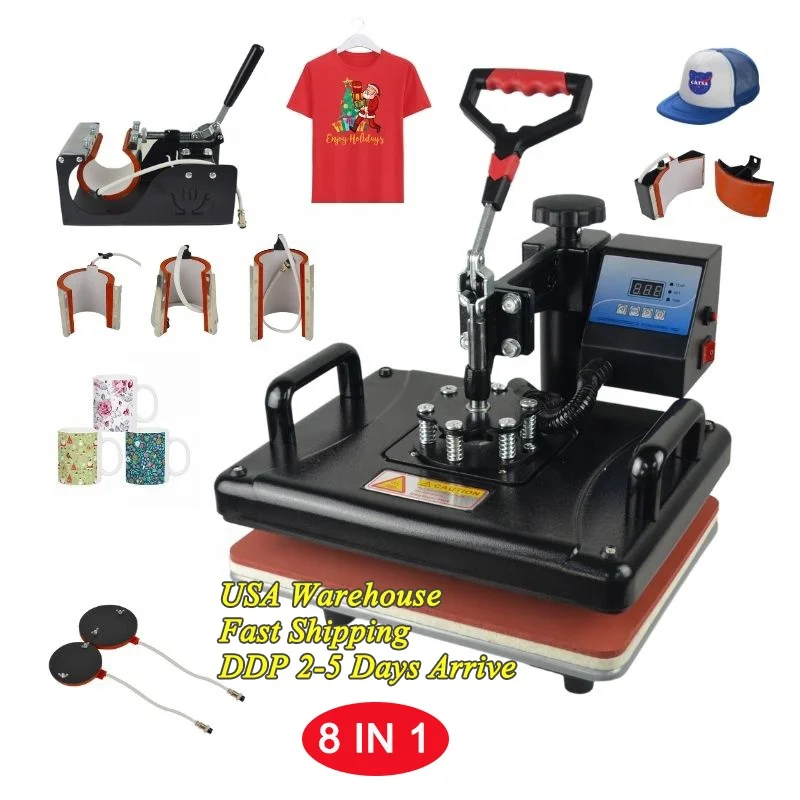 

8 in 1 Combo Heat Press Machines Sublimation Machine for T shirt Mug Plate Base Hat Jigsaw Puzzle