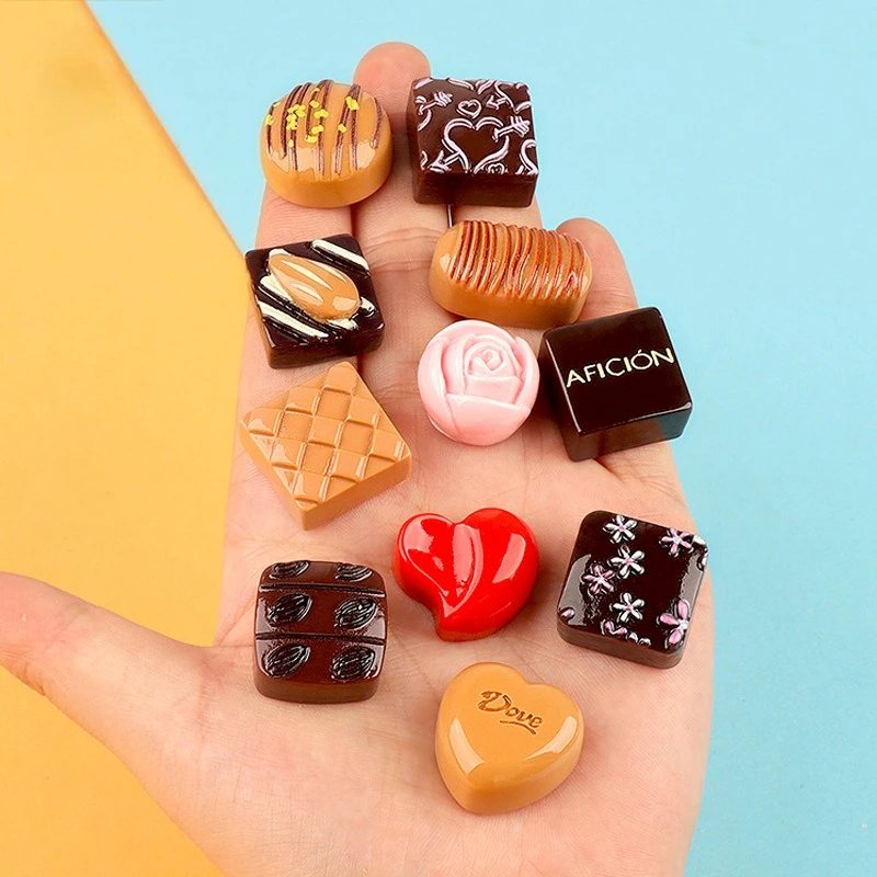 

5/10pcs Realistic Chocolate Candy Deco Parts Large Resin Flatback Cabochons for Scrapbooking DIY Miniature Decor