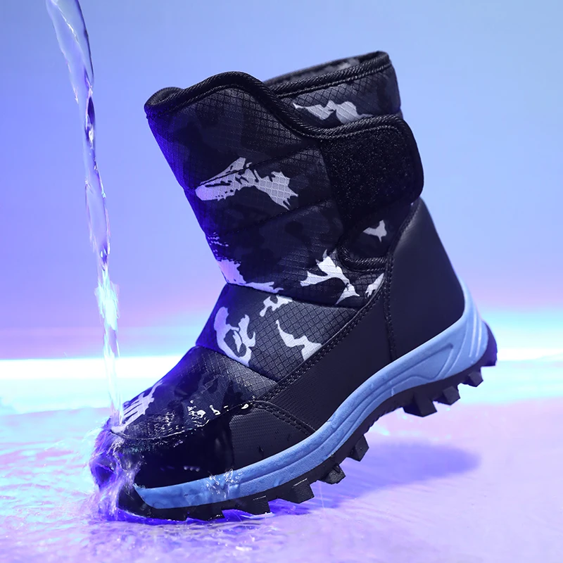 Winter Boots for Children Plush Warm Sports Shoes Boys Girls Non-slip Outdoor Snow Boots Trend Kids Hiking Trekking Ankle Boots