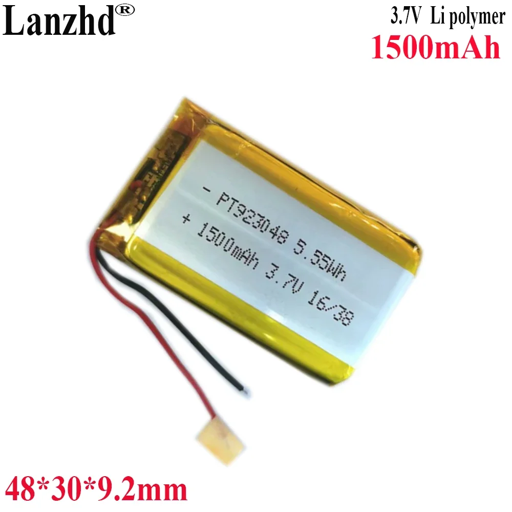 Baterías de polímero de litio de 3,7 V, paquete suave de 1500mAh, 48x30x9mm, para luminarias LED de audio inteligente, navegación GPS, Bluetooth 923048
