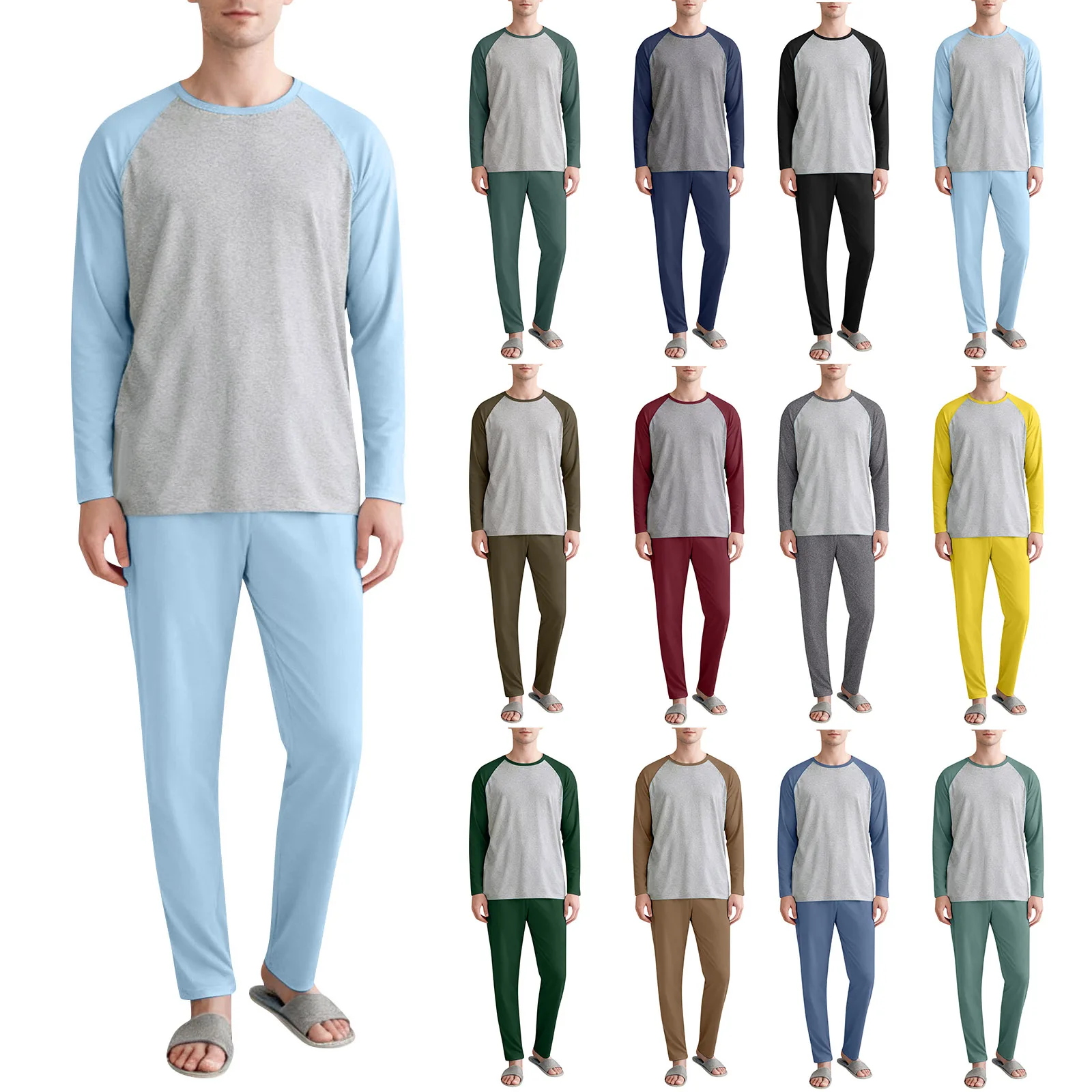 2Pcs Pajama Set Men's Plus Size Outfit With Checkered Prints Long-Sleeve And Pant Great for Night Rest Or Leisure Weekends