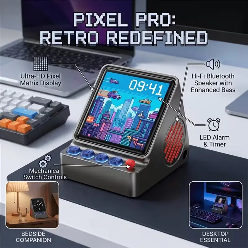 Programmable Pixel Wireless Speaker Sound Device For PC, Mini Desktop LED Screen Bluetooth Connectivity For Room Decor