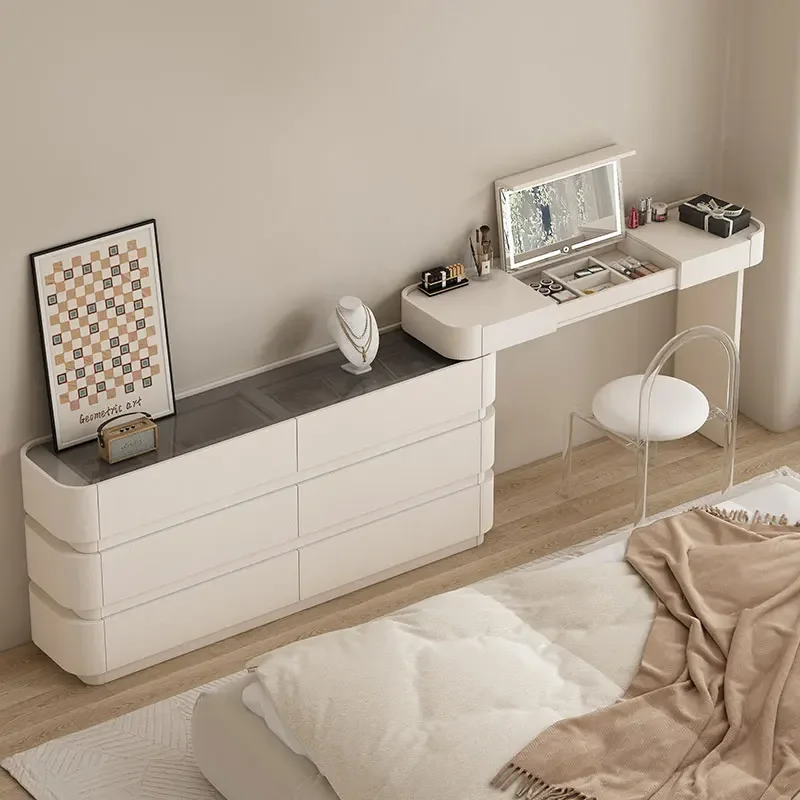 

Bedroom ultra-thin dresser chest integrated 30cm extremely narrow flip retractable cream wind French