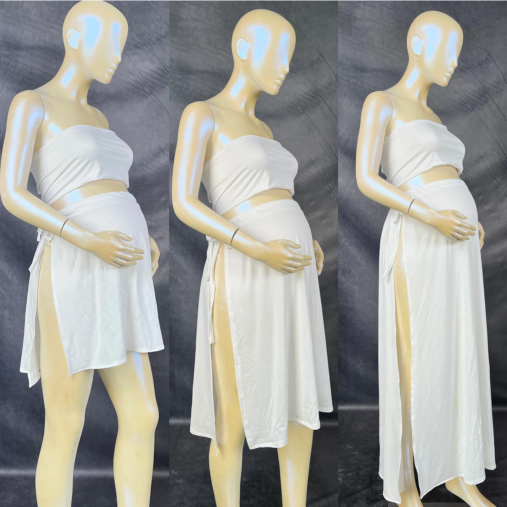 Don&Judy Maternity Photography Underwear Top And Skirt Set Adjustable Side Slit for Pregnant Women Photo Shooting Bodysuit Mommy