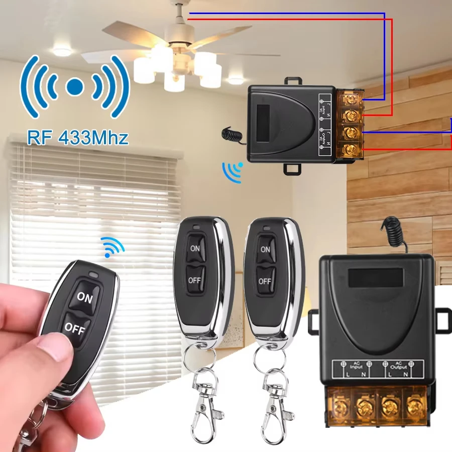 RF 433Mhz Remote Control Switch AC220V Hign Power On off Remote Control Transmitter for Water Pump Motor LED/Electric Appliance