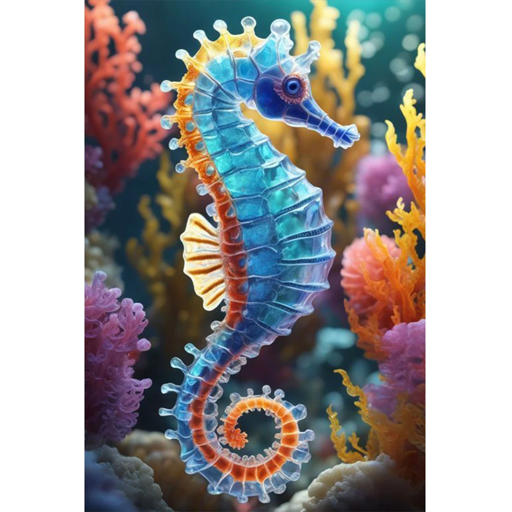 5D DIY Full Round Drill Diamond Painting Seahorse Home Decor Art Craft 40x60cm