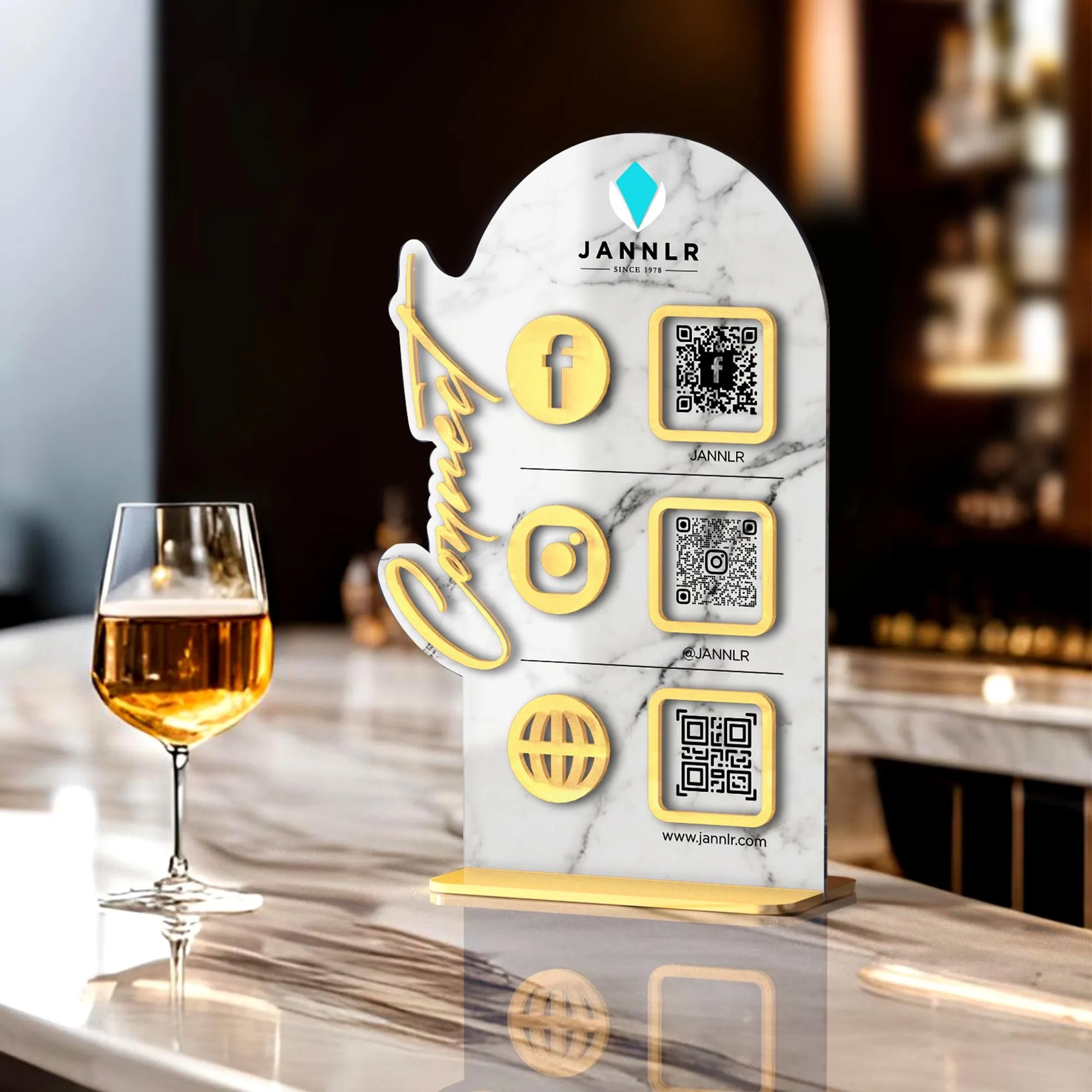 Personalized Multi QR Codes Sign Custom Logo Text Acrylic Stand for Small Businesses Payment Menu Gain Followers Reviews Social