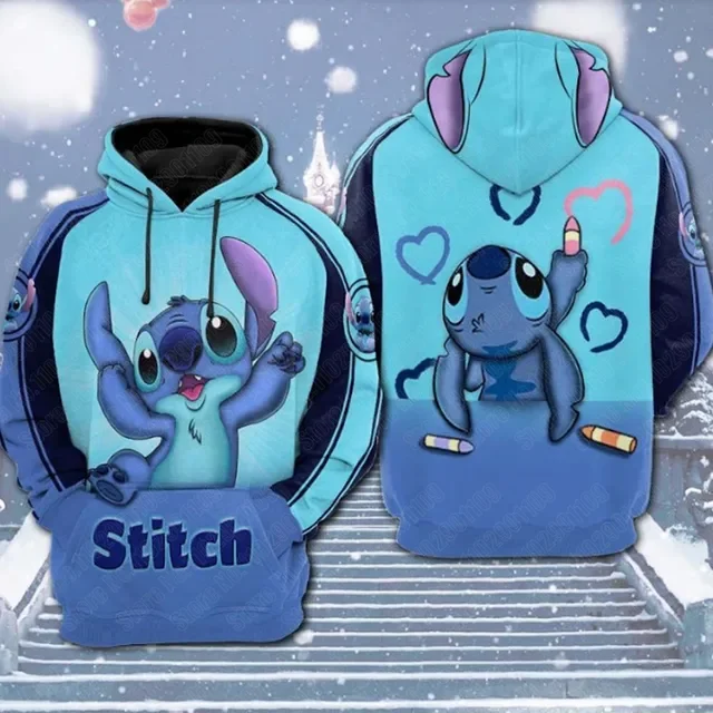 Disney Lilo & Stitch Men Women 3D Print High Quality Fleece Zipper Hoodies Pullover Tops Dropshipping