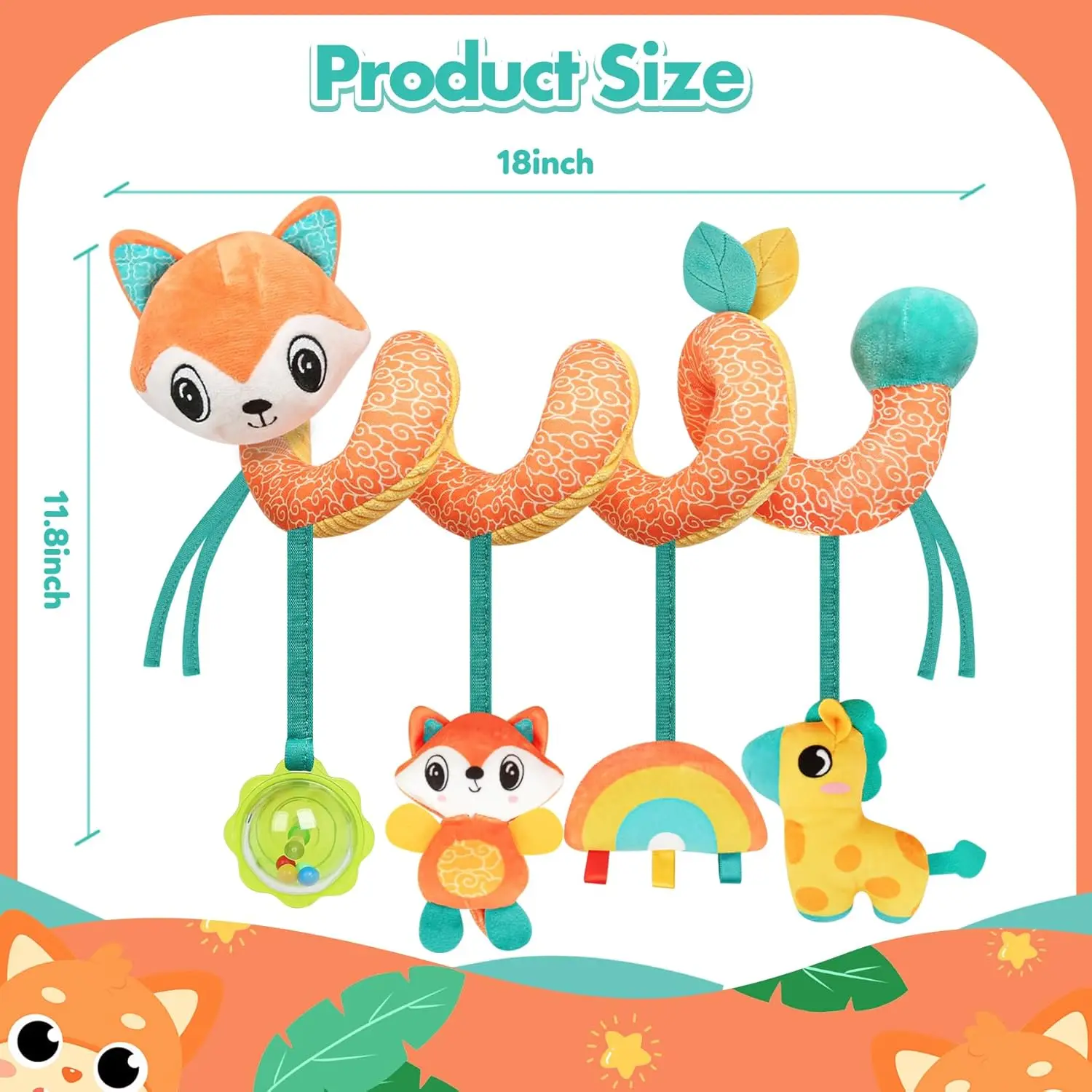 Juguetes para asiento de coche de bebé, cochecito de actividades, juguete para niños y niñas de 0 3 6 9 10 12 meses, juguetes de peluche colgantes en espiral, juguetes para Baby Shower