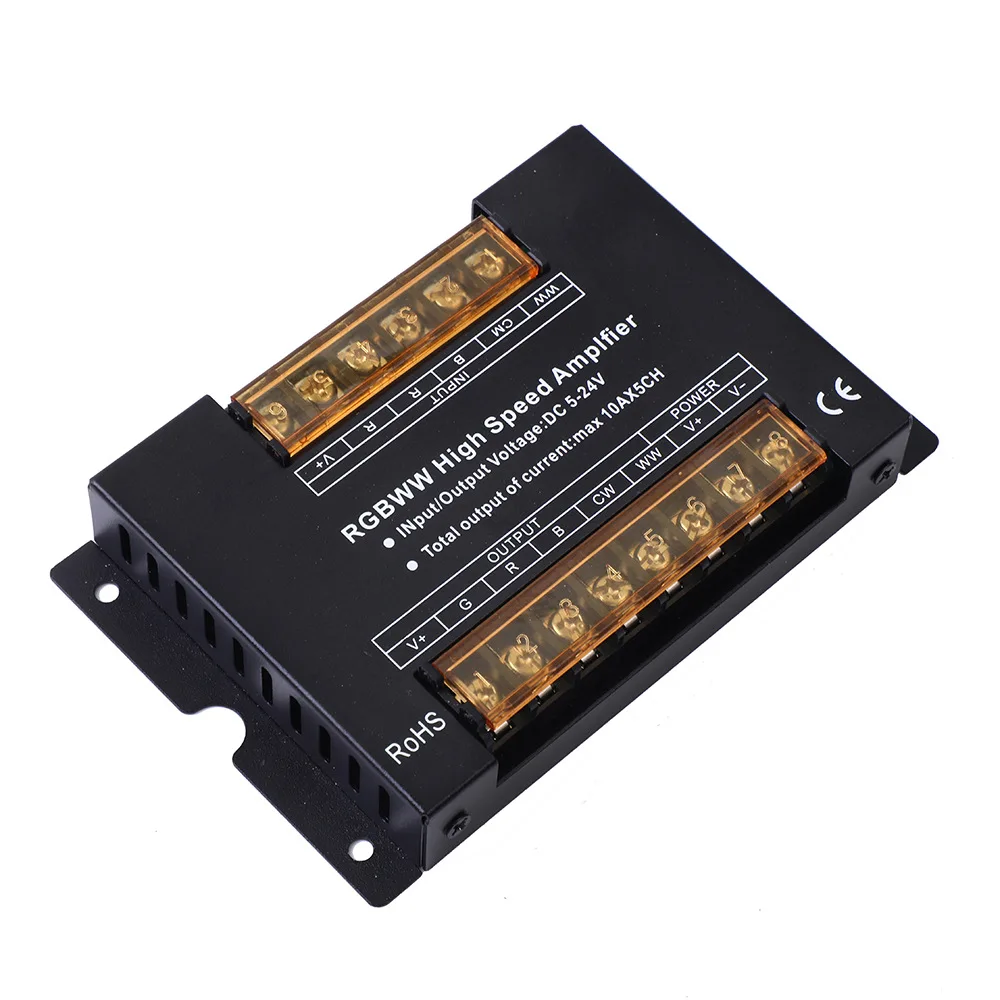 Imagem -03 - Rgb Mais Cct Alta Velocidade Amplificador de Sinal Potência 50a Repetidor de Sinal de Dados 5ch Canais para 5050 Rgbw Rgbww Luzes Led Tira 5v 12v 24v