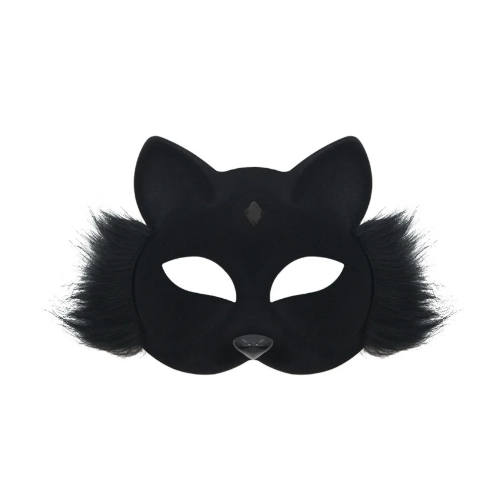 Masque de renard en fourrure 3d, accessoire de Costume de nez, demi-masque d'animal, fourrure artificielle pour carnaval, mascarade d'halloween