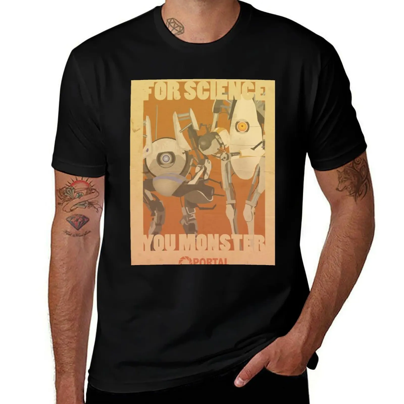 Portal Propaganda Poster - ATLAS & P-Body - Portal 2 T-Shirt Plus Size Street Style Tee T-Shirt
