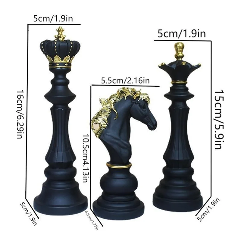 【تخفيضات على مدار 24 ساعة】مجموعة ديكور تمثال الشطرنج الملكة فارس الملكي قطعة الشطرنج ديكور النحت زخرفة لترتيب المكاتب المنزلية #6