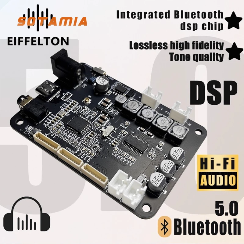 SOTAMIA 15Wx2 DSP Bluetooth Module 5.0 Power Amplifier Board Module Electronic Crossover Hifi Sound Quality TWS Paired Subwoofer