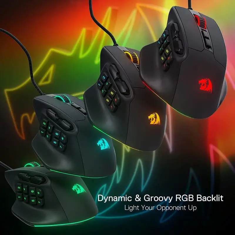 Ratón para juegos Redragon Aatrox MMO RGB ergonómico con cable - imagen 3