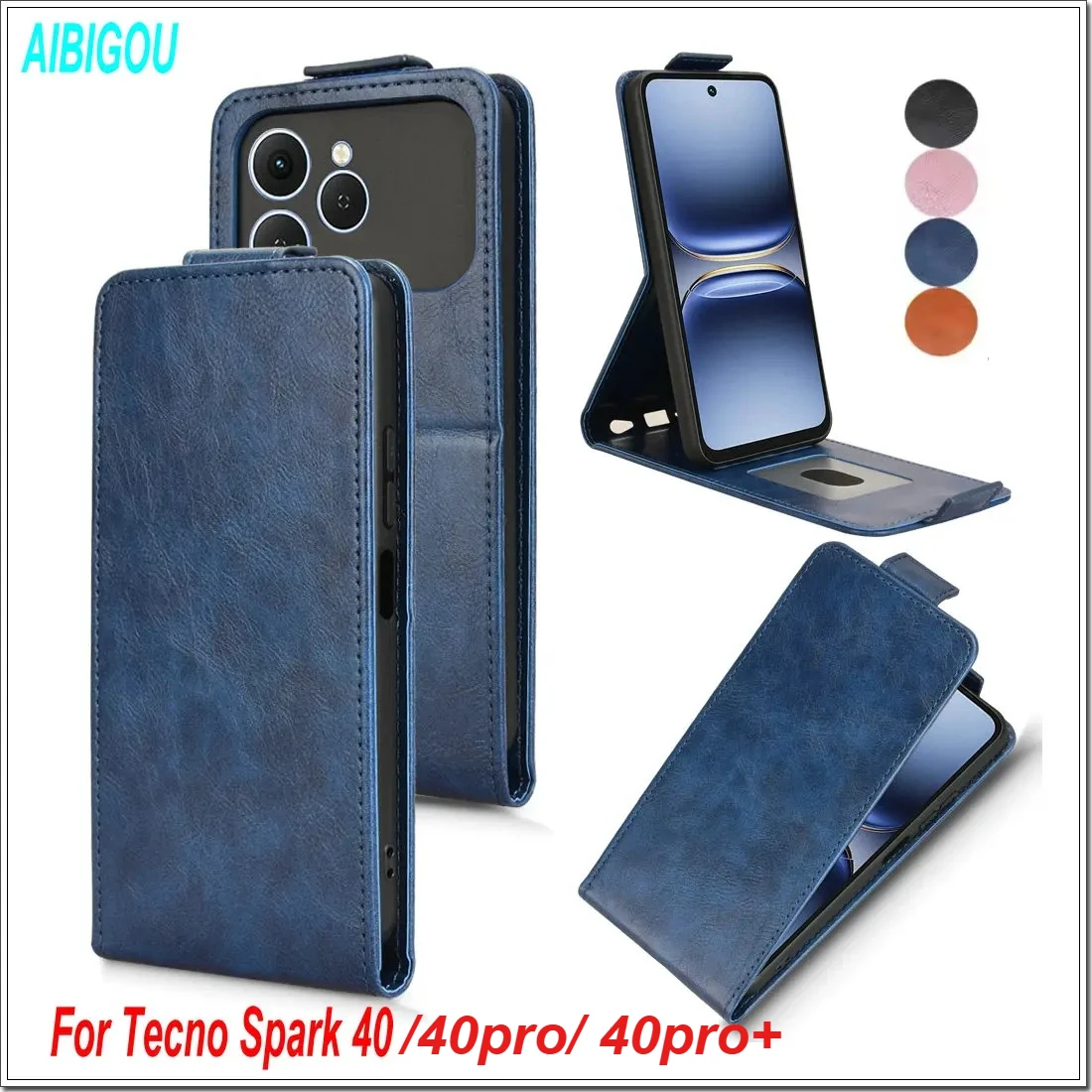 Für Tecno Spark 40 PRO PLUS Flip Vertikale Ledertasche Luxus Retro Haut Buch Halter Volle Abdeckung Für Tecno Spark 40 PRO + Telefon Taschen