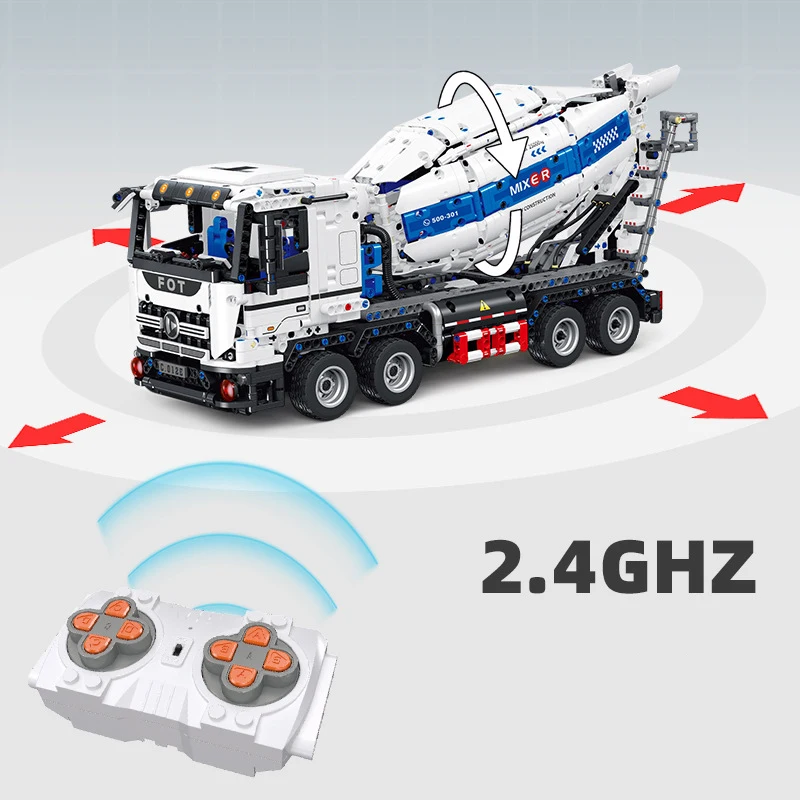 Technical Radio 2.4ghz Remote Control Building Block Engineering Vehicle Concrete Mixer Truck Brick Rc Toy Steam For Gift