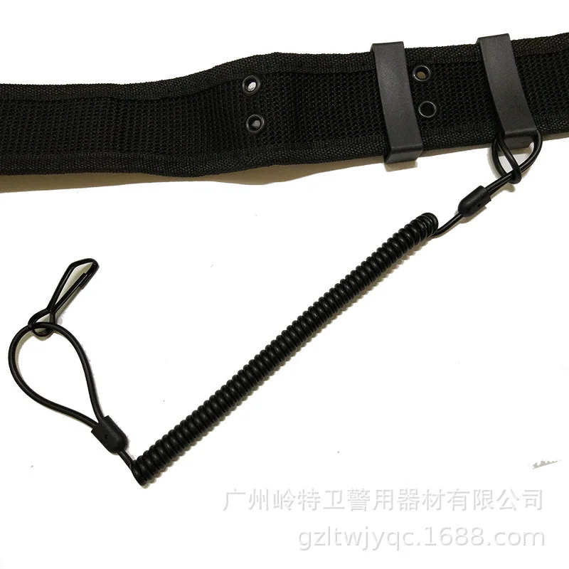 Outdoor Tactic Spring Safety Lanyard Elastic Retractable Anti-lost Waist Belts Hanging Retention Rope Police Pistols Gun Sling