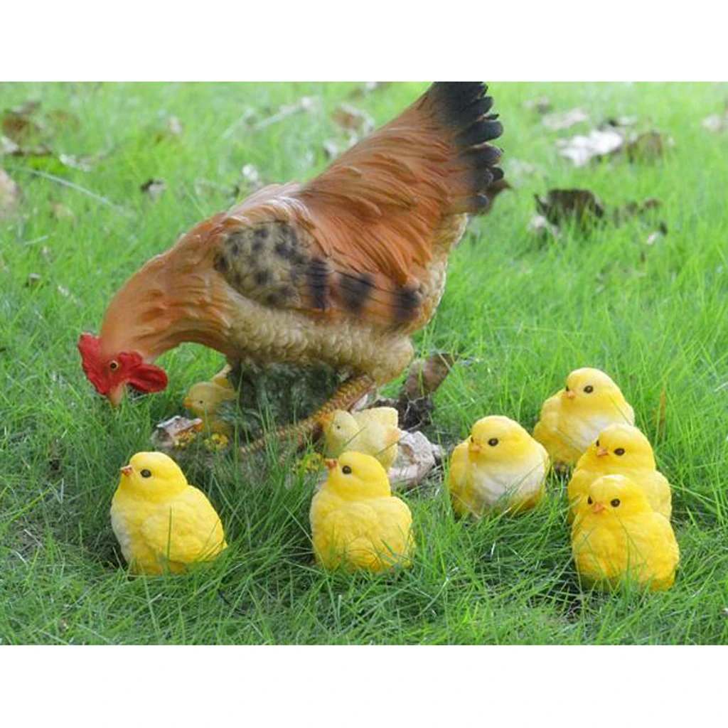 Realistic Fake Chick Decorative Animal Sculpture Resin Ornament for Home Garden and Wildlife Teaching Prop