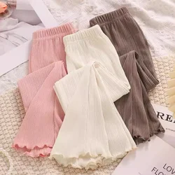 Kids Girls Summer Thin Wide Leg Pants 2024 New Arrival Children Casual Loose Silk Flare Pants Princess Casual Pants Korean Style