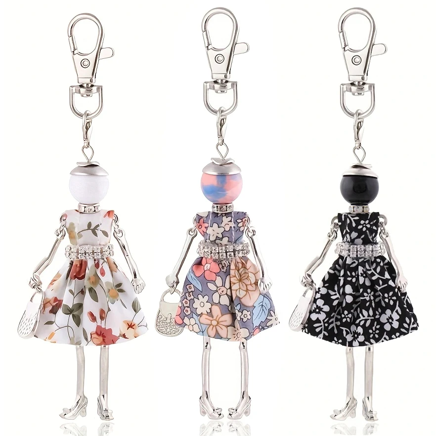 Women New Key Chain Charm Fashion Car Keychain Bag Pendant Cloth Skirt Party Gift Jewelry Christmas  Wholesale