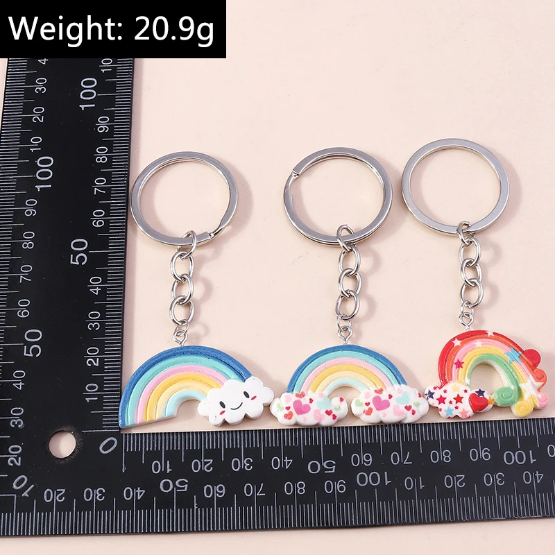 Niedliche Regenbogen Schlüssel anhänger Emaille Pflanze Kaktus Sonne Charms Schlüssel ringe Souvenir Geschenke für Frauen Männer Auto Schlüssel Handtasche Anhänger Schlüssel anhänger – Detail 5