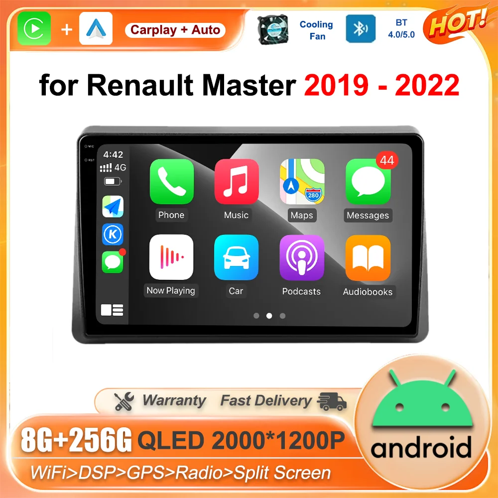 

Android GPS-навигация 10,1 дюймовый HD-экран для Renault Master 2019 - 2022 автомобильная аудиосистема мультимедийный радиоплеер беспроводной BT Авторадио