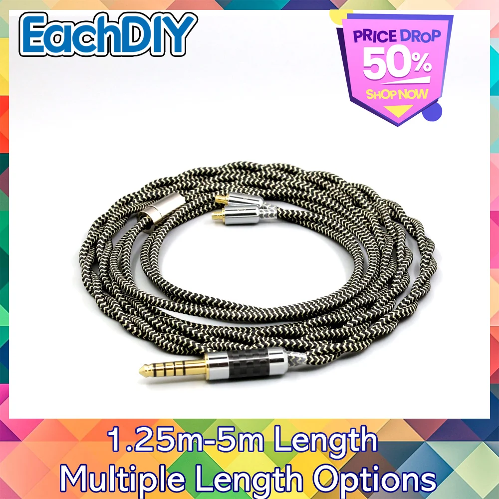 

2 Core 2.8mm Litz OFC Earphone Shield Braided Sleeve Cable For Acoustune HS 1695Ti 1655CU 1695Ti 1670SS LN008962