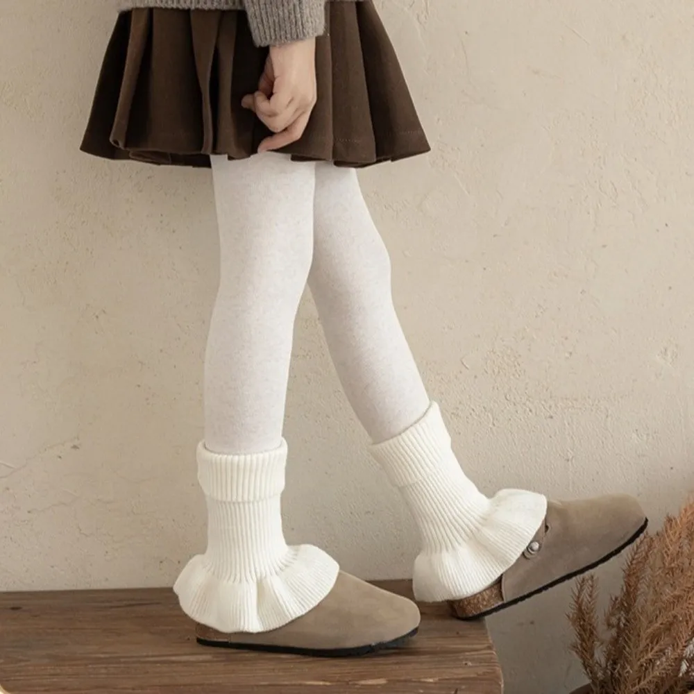 New Solid Color Leg Warmers Thickened Lolita Mid-Calf Sock Harajuku Knitted Boot Covers Kids