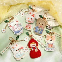 Cartoon Cat Peace Embroidery Diy Cross Stitch Keychain Handmade Knitting Needlework Decor Jewelry Sachet Pendant Girlfriend Gift
