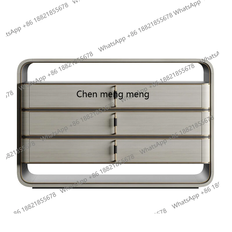 

Italian minimalist dining side cabinet solid wood bedroom three buckets arc storage dressing cabinet