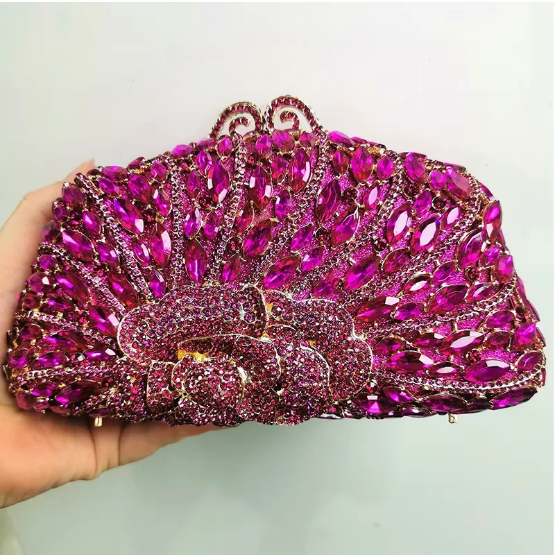 

WHTUOHENG Diamond Lady Wedding Purse White/Green Rhineston Evening Clutch Bag Crystal Women Girls Party Prom Crystals Dinner Bag