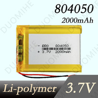 Polymer 804050 2000mAh Lithium Battery with PH2.0 2P Plug for Model Aircraft GPS Mp3 Mp4 Cell Speaker Bluetooth