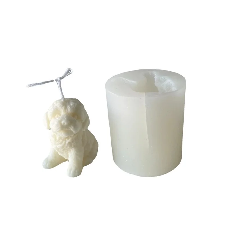 Teddy Dog Head Candle Mold Cute Animal Shape Handmade Aromatherapy Plaster Soap Silicone Mould DIY Home Decoration Tools