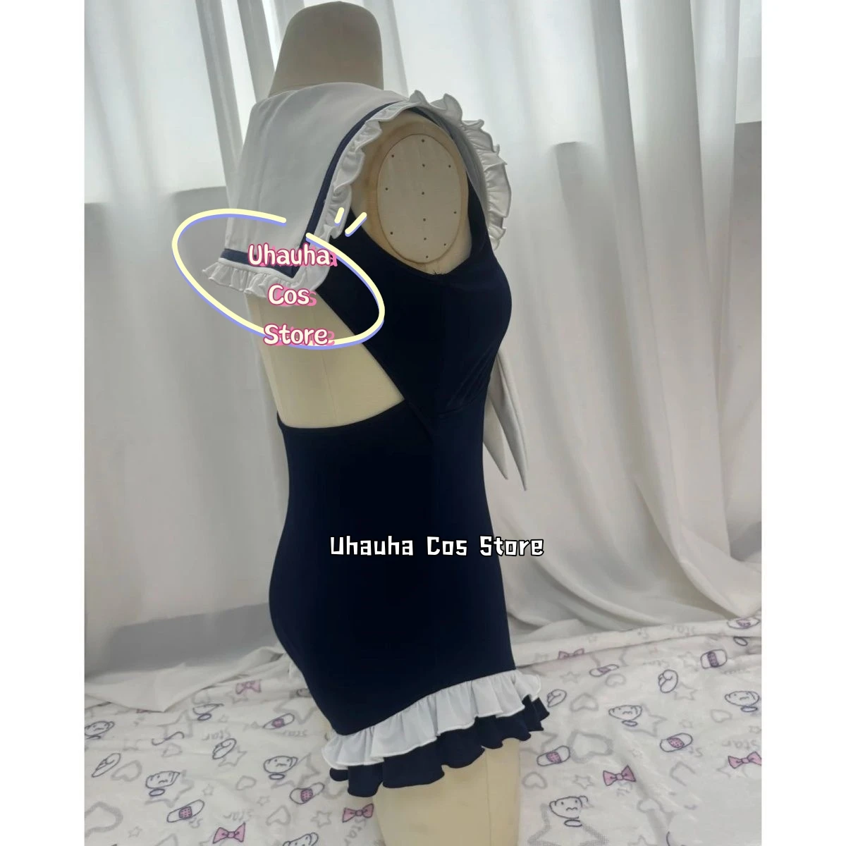 French Preppy Style Cospaly Sailor Collar Sleeveless Short Dress Swimsuit Costumes Slim Waist Dress Summertime Women's Swimsuit