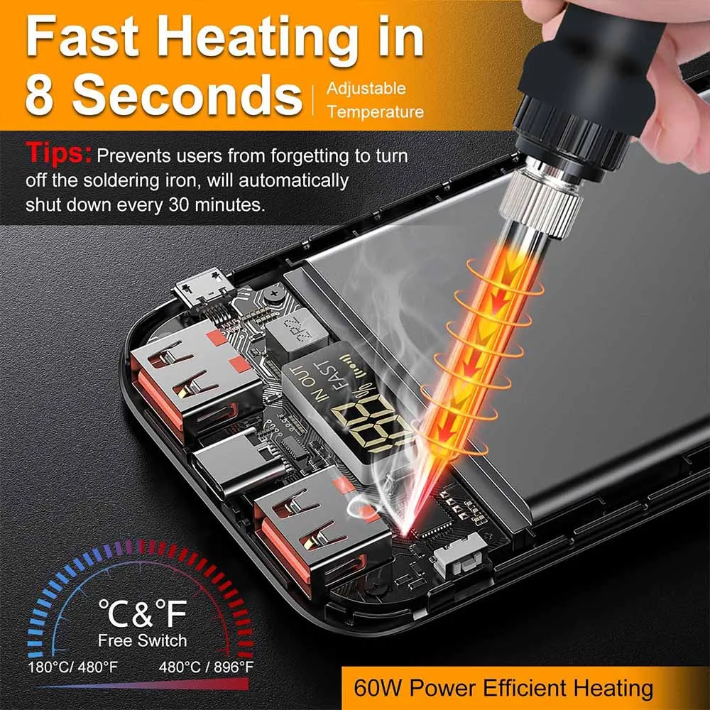 

Cordless Soldering lron Temperature Adjustable Electric Welder Kit For DEWALT For Makita For Milwaukee For Bosch 18V Battery