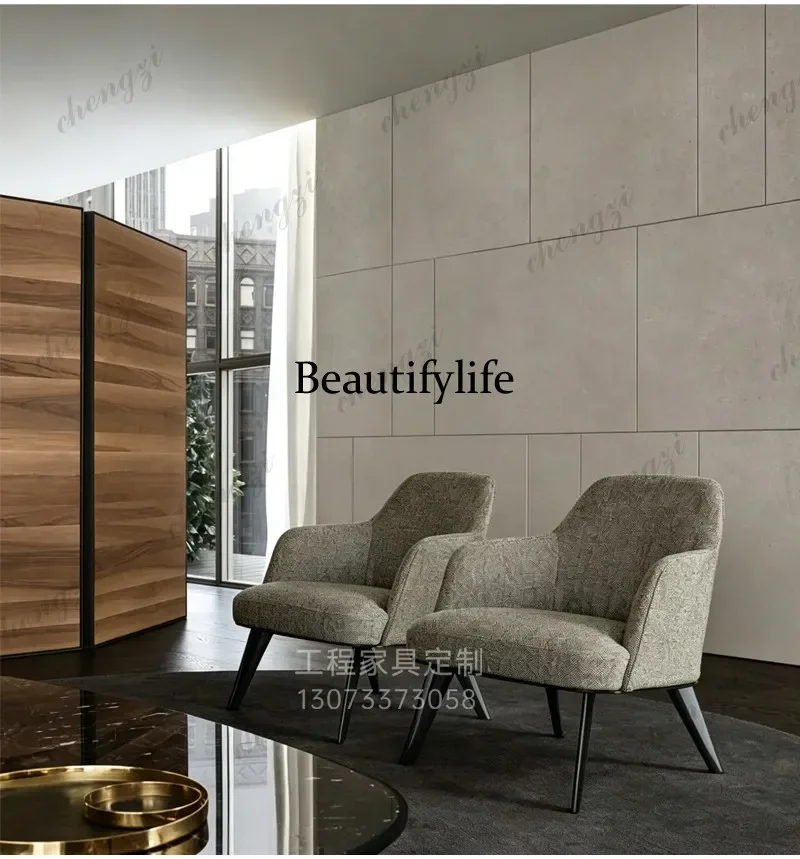 C178 Italian Leisure Chair B & B Hotel Lobby Clubhouse Model Room Beauty Salon Exhibition Hall High-end Solid Wood Single Sofa
