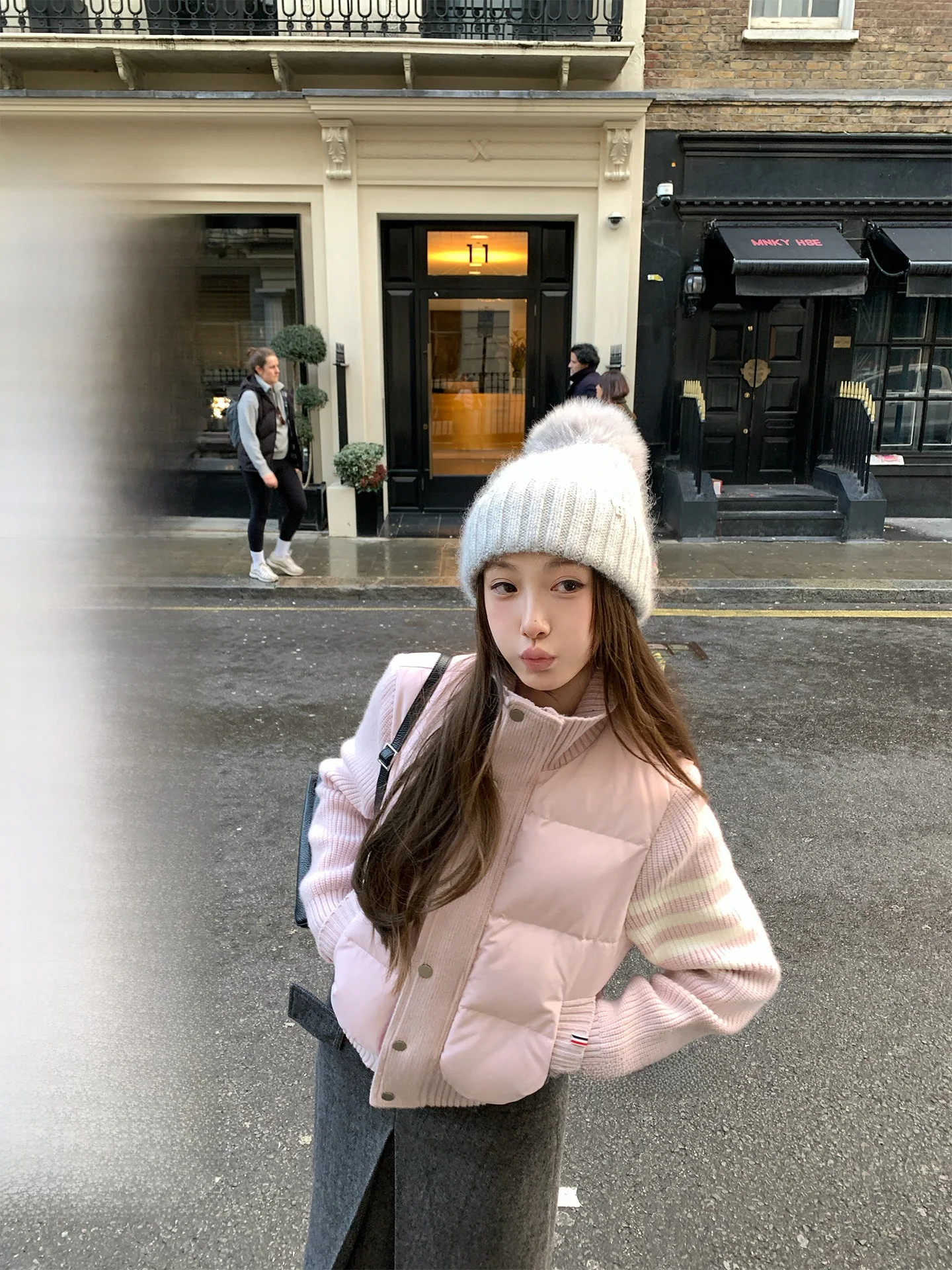 

Chestnut a Winter Knitted Splicing Stand Collar Women's down Jaet Warm Outerwear Casual Sle Regular Fit Polyester Fiber