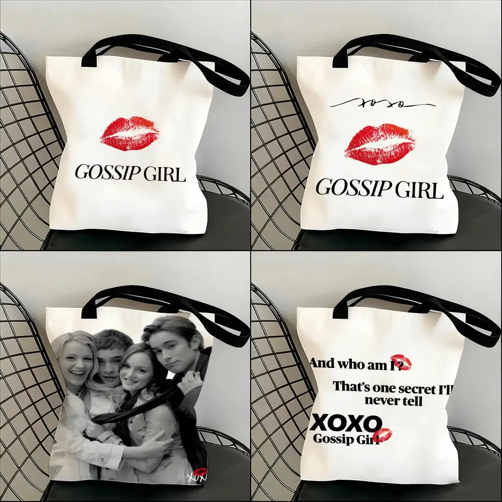 

TV G-Gossip Girls Storage Bags Lightweight Canvas Shoulder Shopper Fashionable Eco Multi Use Tote with Large Capacity