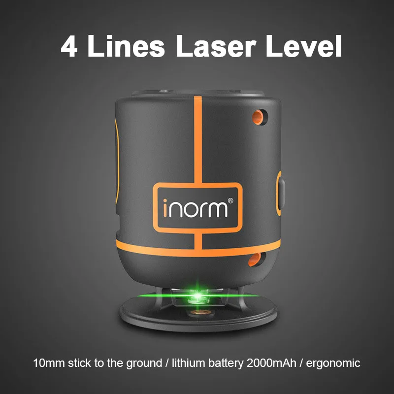 Portable 4 Lines Green Laser Level 360 Degree Self-Leveling Vertical Horizontal Professional Laser Level Measuring Instrument