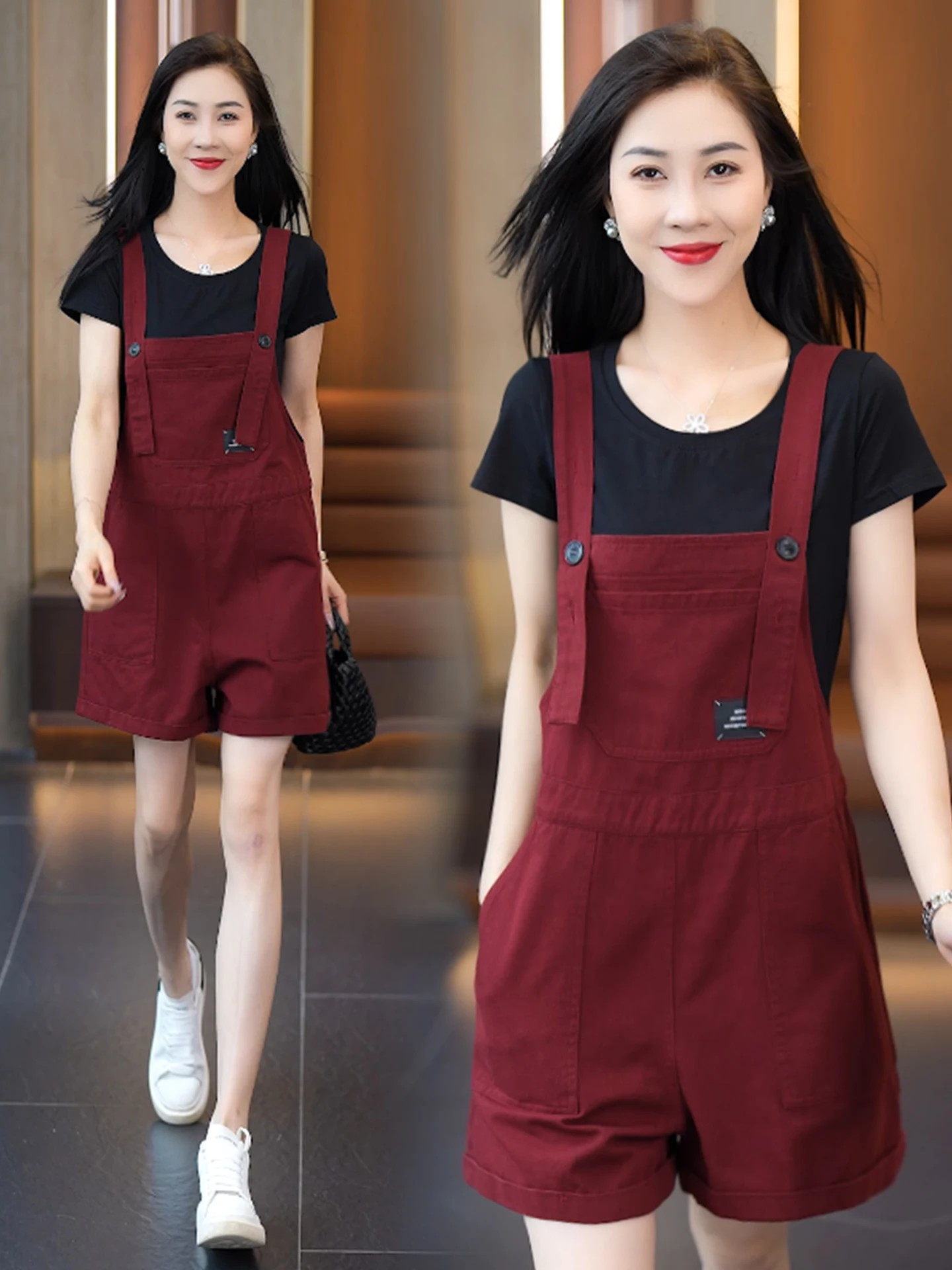 

Fashionable Denim Overalls Women's Summer 2026 New Style Small Size Youthful Workwear Strap Short Pants Set Breathable Light ...