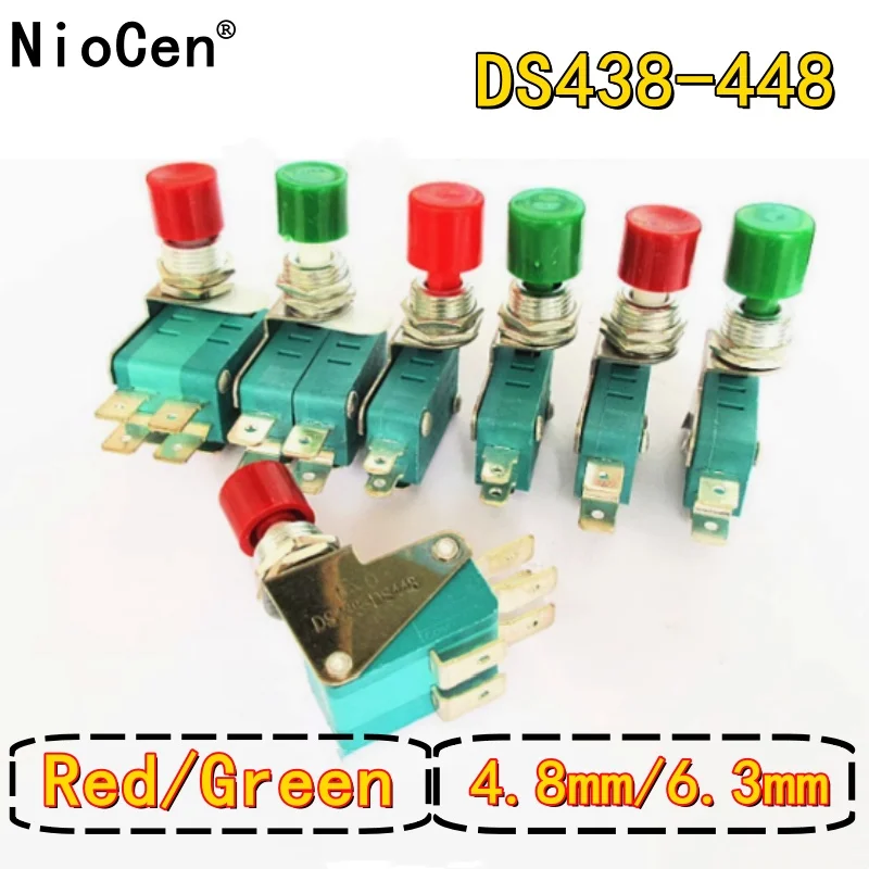 （2pcs）Red/green hat DS438-448 since the reset button at micro switch opening 12 mm Feet 4.8/6.3 mm wide Single/double