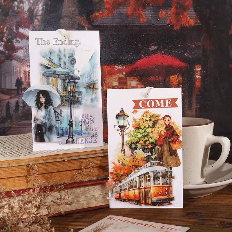 15 Stuks City Scene Karakter Sticker Pack Materiaal Romantisch Leven Benodigdheden Basis Collage Stickers Decoratie Plakboek 148*99Mm