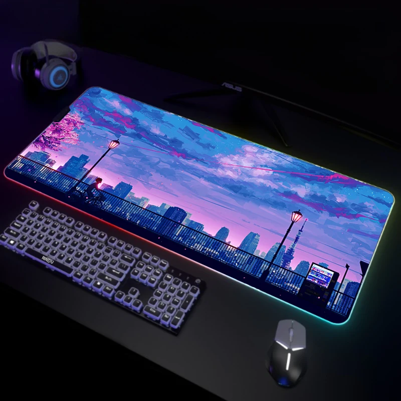 

Cute Moon RGB Mouse Pad Large Gamer Mousepads Desk Mat LED Mouse Mat Laptop Pad Luminous Keyboard Mats Mausepads Backlit