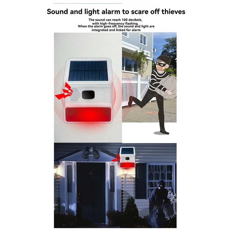 

【B74A】Solar Power Wireless Siren Alarm Sound&Light Outdoor Alarm Sensor For 433Mhz Wifi GSM Alarm System For Home,Farm