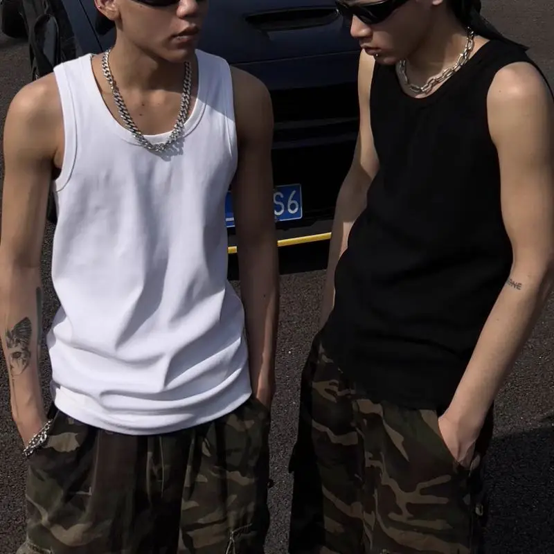 

Hot Women Men Solid Square Neck Tank Tops Black White Gray Singlets Sleeveless Fitness Men Vest Elastic Bodybuilding Vest