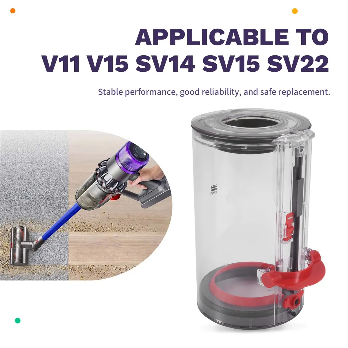 【High Quality】Upgraded Canister Replacement for V15 SV14 SV15 SV22 Vacuum Cleaner Dust Bin with HEPA Filter SUMMER